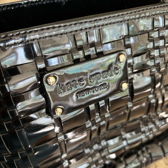 SUPER RARE KATE SPADE Black Patent
Woven Leather Satchel Tote Shoulder Bag - Picture 10 of 15